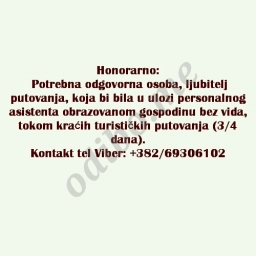 Honorarno: Potreban asistent slepoj osobi